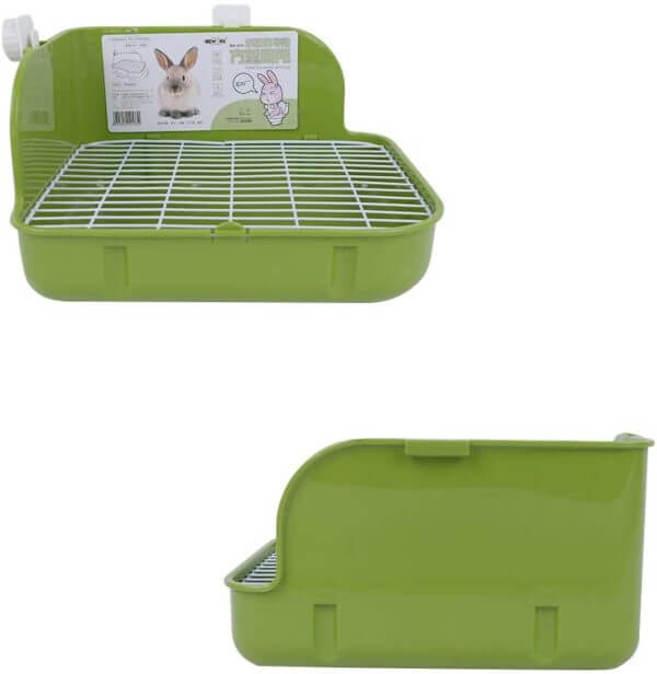Image of corner litter tray for rabbits.