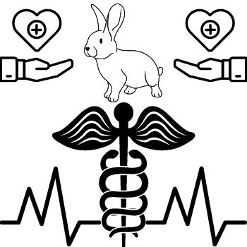 Image of a rabbit and a medical symbol.