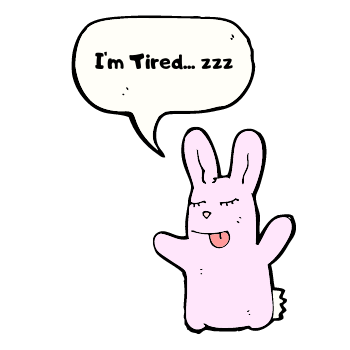 Image of a tired rabbit that wants to sleep.